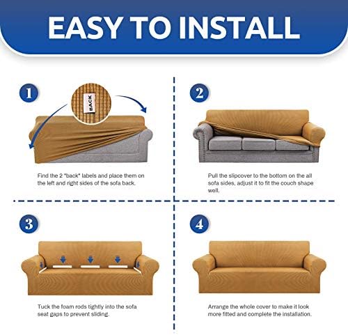 KEKUOU Stretch Chair Sofa Slipcover, Single Couch Cover,Golden - Image 4