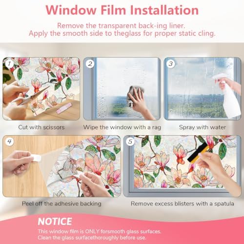 NINETREX Window Privacy Film, Stained Glass Static Clings, 17.5"x157.4" - Image 7