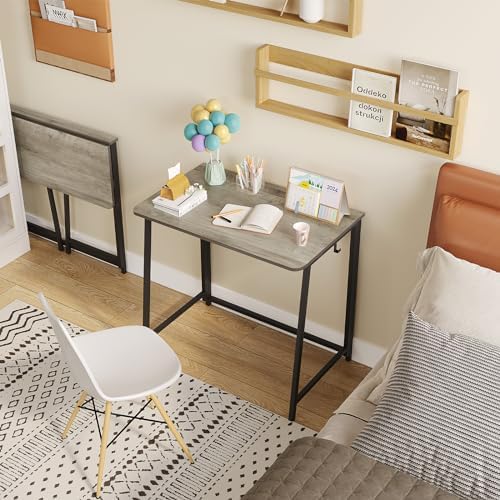 WOHOMO Folding Desk 31.5" Foldable Computer Table for Small Spaces GrayWash - Image 2