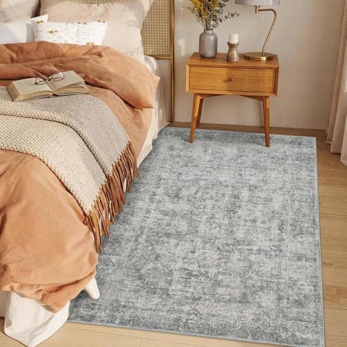 Rugxara 3x5 Rug for Entryway Bedroom Washable Area Rugs Carpet, Grey - Image 2