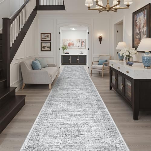 Soalmost Washable Hallway Runner Rug 3x14 Kitchen Entry Rugs Non-Slip, Grey - Image 3