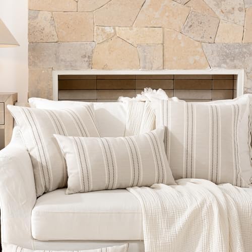Hckot Striped Throw Pillow Covers 16x16 Set of 2 Taupe Pillow Covers - Image 5