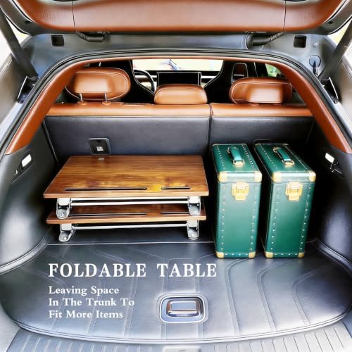 23.3 Inch Folding Desk that Comes Fully Assembled, a Large TV Tray Table for Eating on the Couch with a Cup Holder, Rustic Brown - Image 6