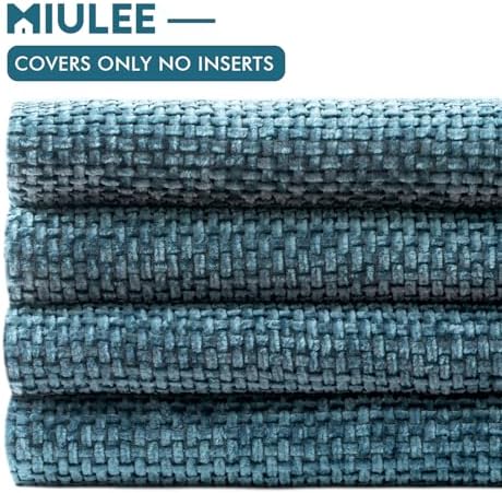 MIULEE Soft Decorative Chenille Pillow Covers Smoke Blue 18x18 Pack of 4 - Image 6