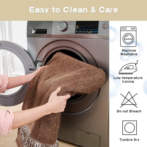 MYSKY HOME Chair Couch Covers Sectional Couch Covers for Pet Sofa Covers Non Slip Soft Couch Sofa Cover, Washable Furniture Protector Sofa Slipcover with Tassel Sofa Throws, 71"x91", Chocolate - Image 6