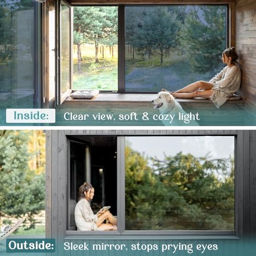 Haton Window Tint for Home, One Way Film, Blue Silver 17.5" x 78.7" - Image 5
