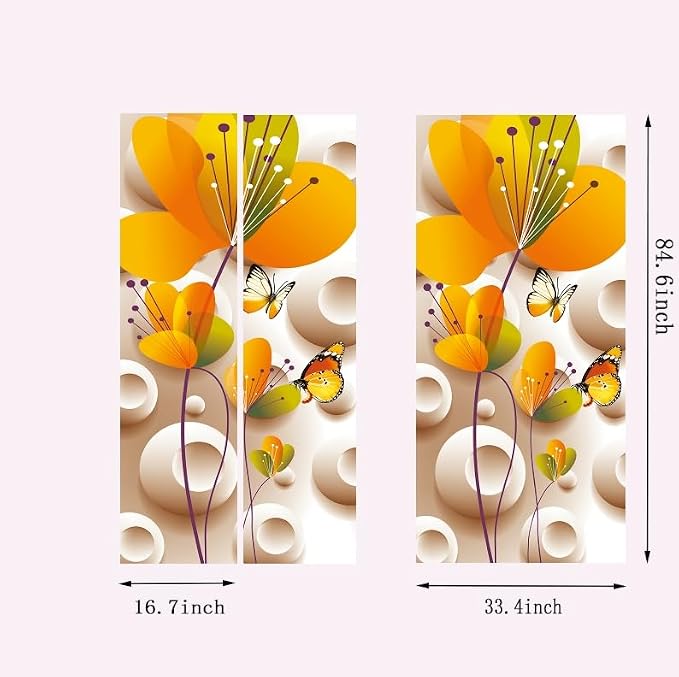 artfanke 3D Peel and Stick Door Sticker 33.5"x84.6"- Self-Adhesive Door Wallpaper Murals Decal-Flower Colorful Butterfly Wall Poster for Home Decor (2 Sheets/Set) - Image 5