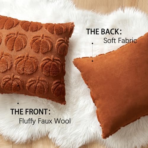 MIULEE Fall Pillow Covers Pumpkin Fall Decor 20x20 Dark Rust - Image 6