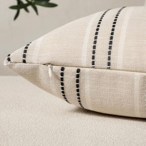 Hckot Black Striped Throw Pillow Covers 20x20 Set of 2 Boho Pillow Covers - Image 2