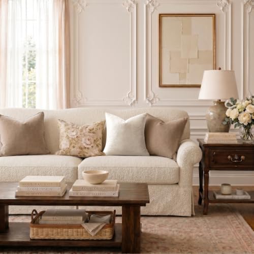 GIGIZAZA Velvet Pillow Covers 24x24 Decorative Pillows Pack of 2 Ivory - Image 2