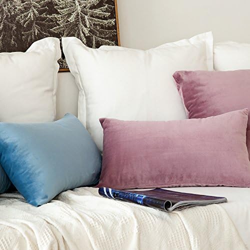 MIULEE 12x20 Inch Lumbar Velvet Throw Pillow Covers Blue Gray - Image 6