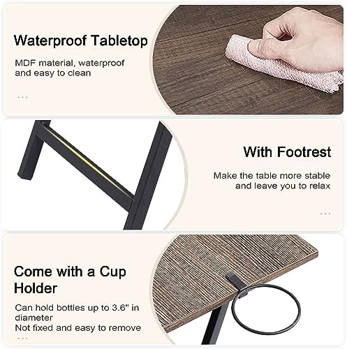 VECELO Folding TV Tray for Eating Set of 4, Portable Dinner/Snack Table with Cup Holder for Couch, Living Room and Small Space, Coffee & Black - Image 7