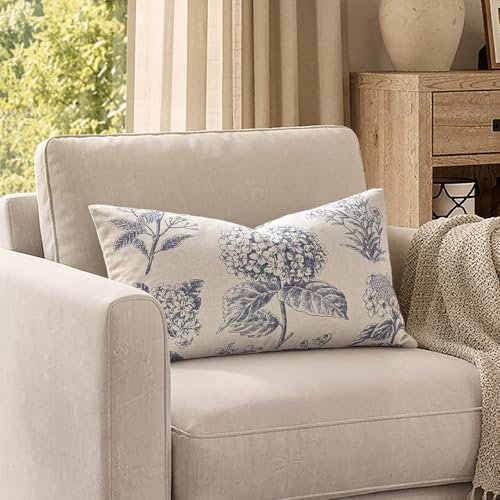 Set of 2 Lumbar Floral Pillow Covers 12x20 Inch Light Blue - Image 4