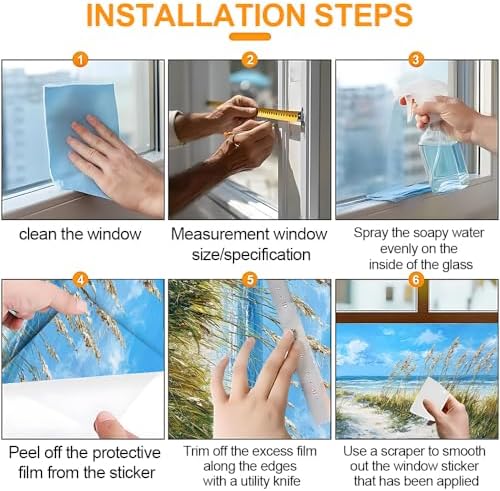 Cmialusie Coastal Dune Window Film 17.3 x 39.3 Inch Cling - Image 6