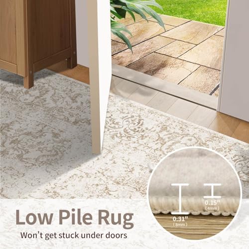 Rugxara 4x6 Vintage Boho Washable Rug for Bedroom(Beige Brown) - Image 6