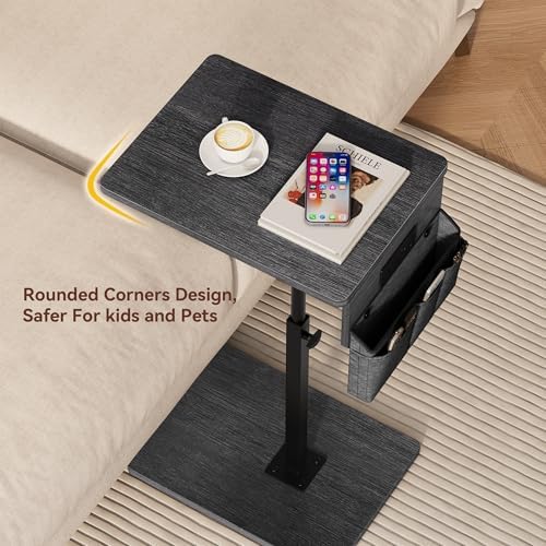 Vagusicc Sofa Armrest Tray Table for Couch - 360° Swivel Height Adjustable Side Table for Small Spaces, Snack Side Table for Bed or Chair, C Shaped End Table Snack Table for Eating Dinner Laptop - Image 3
