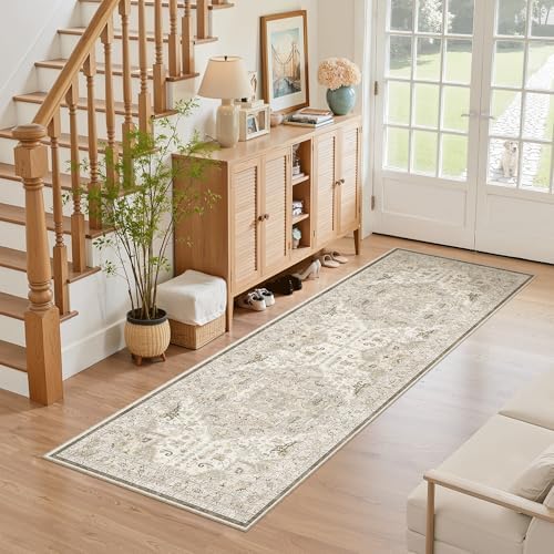 Madane Hallway Runner Rug 2x5 Washable Entry Rugs Non-Slip, Ivory/Brown - Image 3
