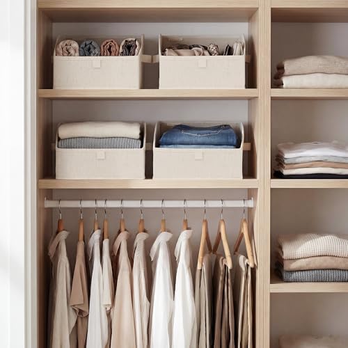 StorageWorks Closet Storage Bins, Beige(Cotton-linen), Small, 3-Pack - Image 2