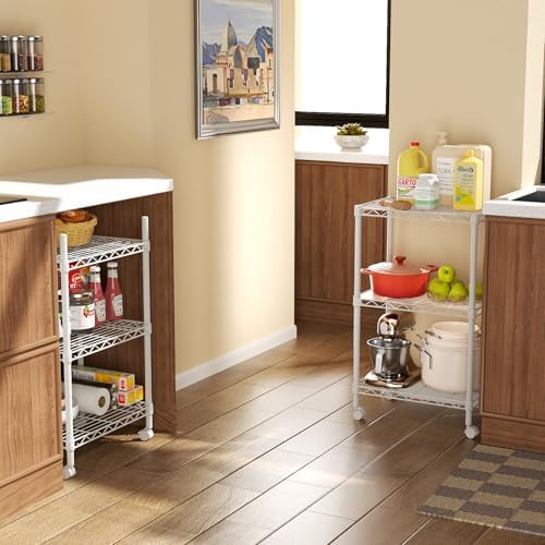 SINGAYE 3 Shelves Storage Shelf Wire Shelving Unit Metal Adjustable Wheels - Image 5