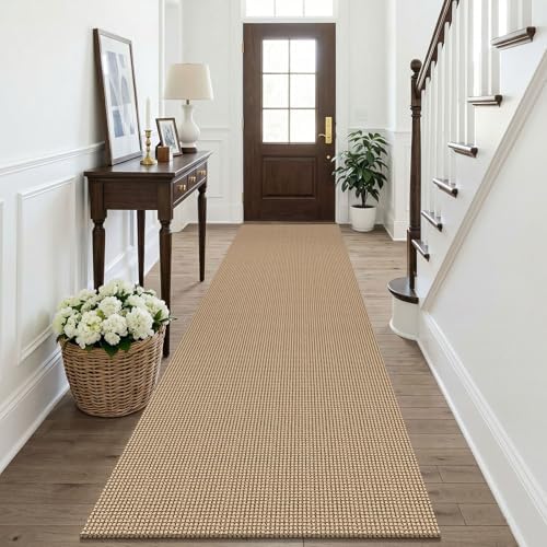 KOZYFLY Boho Runners for Hallways 3x10 ft Washable Kitchen Runner Non Slip Rubber Backed Hallway Rugs Cotton Entryway Runner Rug for Indoor Hall, Backdoor, Kitchen, Orange Beige/Tan/Brown by KOZYFLY