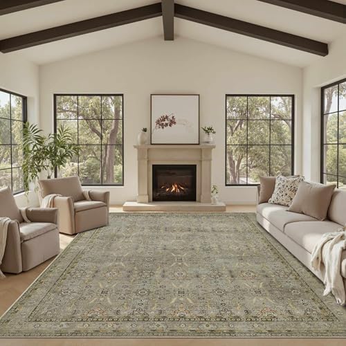 Rugxara 8x10 Area Rugs for Living Room Large Washable Rug, Olive Green by Rugxara
