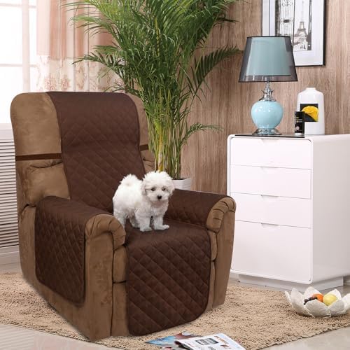 U-NICE HOME Reversible Recliner Chair Covers, Brown/Beige - Image 2