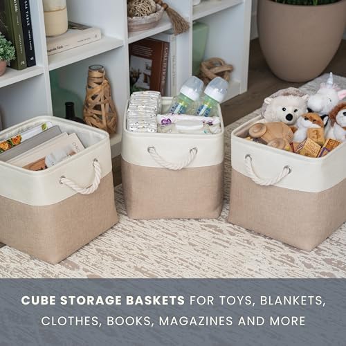 OrganiHaus 12x12 Cube Storage Bins, 4-Pack Fabric Cubes, Rope Handles - Image 5