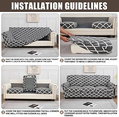 SearchI Stretch Sofa Cover Printed Couch Cover, Floral Pattern 3 Pieces Loveseat Slipcover with 2 Separate Cushion Cover, Washable Furniture Protector for Living Room(Loveseat, Love Flower) - Image 6