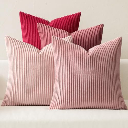 MIULEE Soft Corduroy Decorative Throw Pillow Covers Pink Series 20x20 by MIULEE