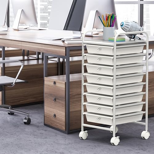 Simple Houseware 8 Drawers Rolling Utility Cart Art Craft Storage, White - Image 2