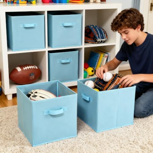 GRANNY SAYS 11x11 Cube Storage Bins, 6-Pack Storage Cubes, Light Blue - Image 4