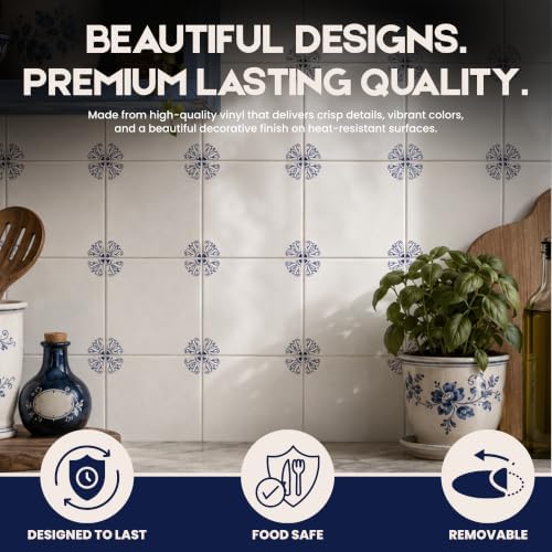 Suteka Tile Decal - Home Decor - Blue Italian, Set of 58 - Image 4