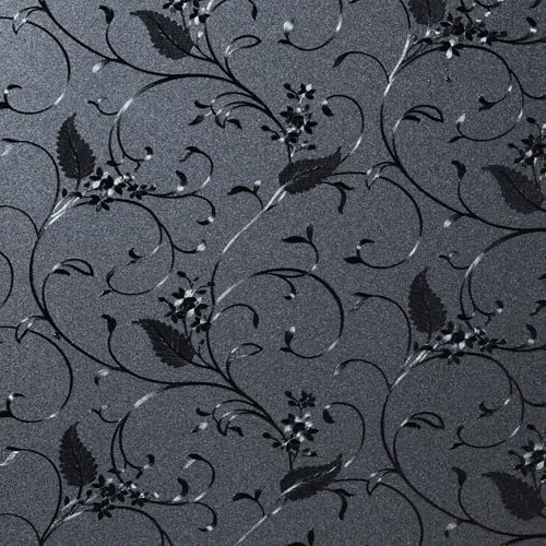 Niviy Static Cling Total Blackout Non-Adhesive Window Film Black Out Windows Covers Bathroom Door Glass Decoration Window Film Privacy Covering (Black, 17.7"x 157.4") by Niviy