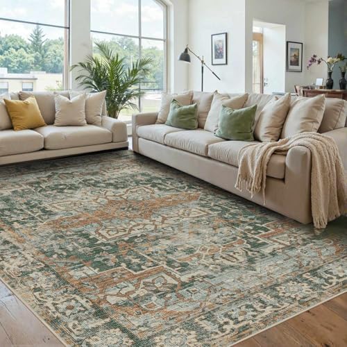 Rugxara Green 6x9 Area Rugs Washable Rug for Living Room Dining Bedroom by Rugxara
