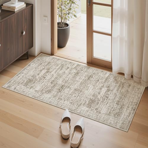 Soalmost 2x4 Washable Rugs for Kitchen, Entryway, Small Area Rug Brown by Soalmost
