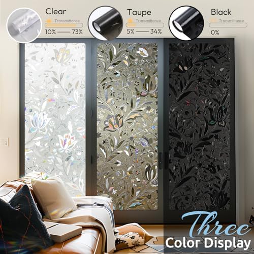 rabbitgoo Window Privacy Film, Stained Glass Cling, Brown 35.4" x 78.7" - Image 4