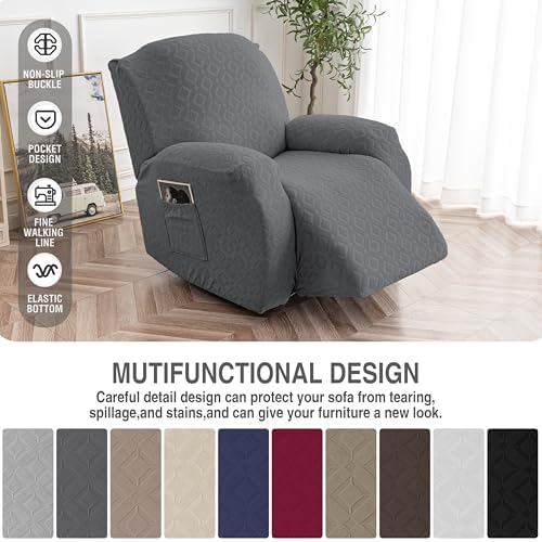 Genina Waterproof Recliner Chair Cover,XL-1 Seat Couch Cover,Dark Gray - Image 5