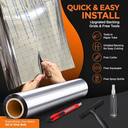 Upgraded One Way Window Privacy Film Sun Heat Blocking, 35.4" x 78.7" - Image 4