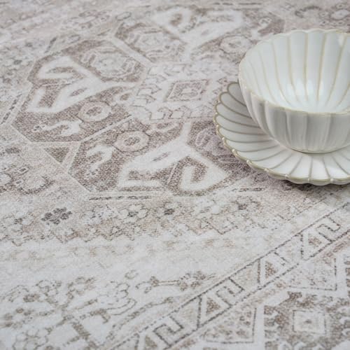 10x14 Area Rug Washable Vintage: Non Slip Living Room Large Rugs Beige - Image 6
