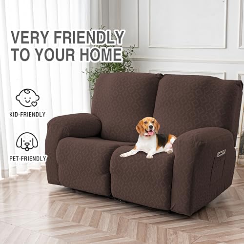 Genina Waterproof Recliner Loveseat Cover,2 Seat Couch Cover,Chocolate - Image 4