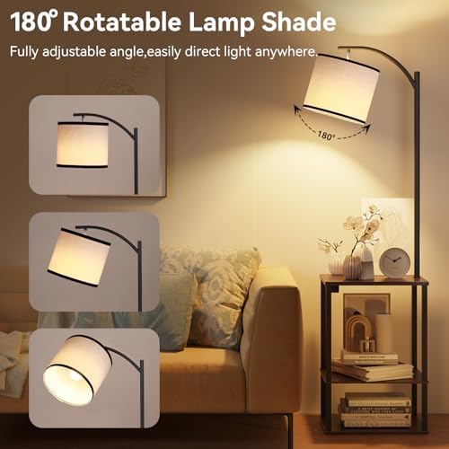 SUNMORY Floor Lamp with Table Shelves, End Side Table for Living Room - Image 5