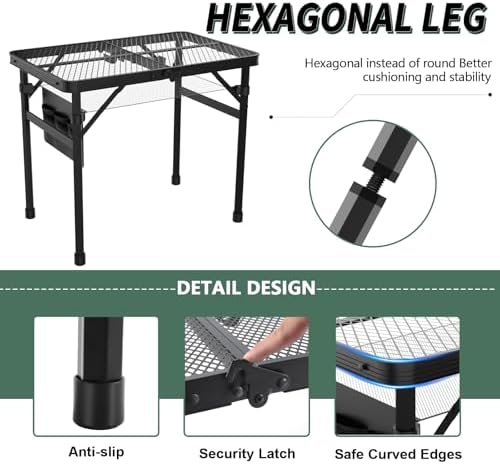WildFinder 2x1.3 FT Folding Camping Grill Table with Adjustable Legs - Image 3