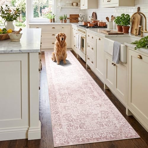 Rugxara 2x10 Pink Vintage Runner Rug for Hallways Kitchen by Rugxara