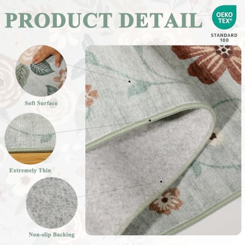 DUKINO 2x10 Runner Rug, Washable Kitchen Runner Rug Non Slip, Sage Green - Image 5