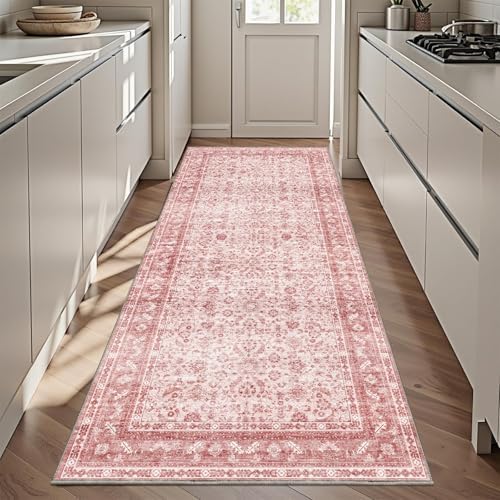 OPPODREAM Vintage Pink Area Rugs 3x6, Washable Rug for Living Room by OPPODREAM