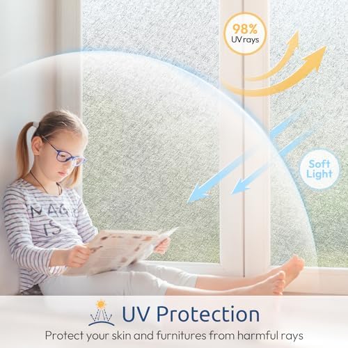 rabbitgoo Window Privacy Film Frosted Glass Film Decorative, 35.4" x 157.4" - Image 4