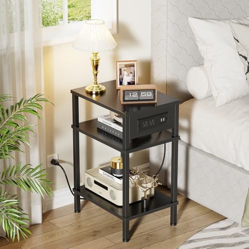 Creso hom Side Table with Charging Station, End Tables Living Room - Image 2