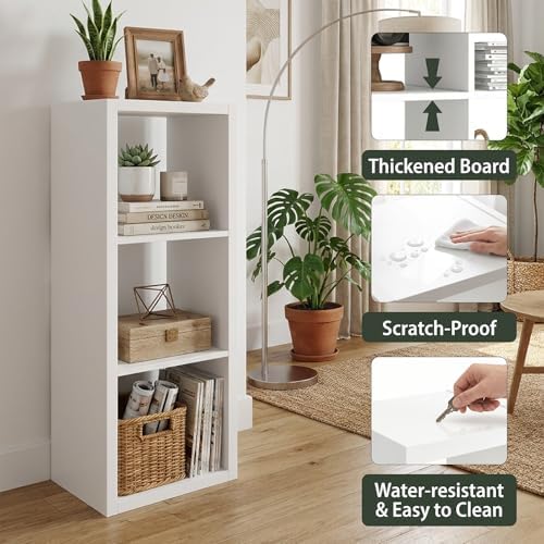 WannabeMyself【2026 Wooden Thick Frame】 3 Cube Storage Organizer with Anti-Tipping Kits, Reversible Open Back Book Shelf,Bookcase for Living Room,Bedroom,Entrance Hall,Office,11.6×36.3×13.1,White - Image 3