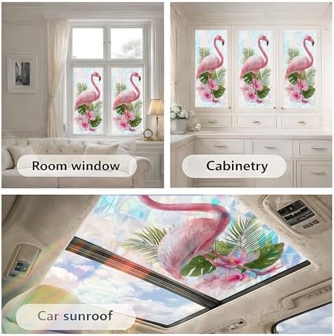 Cmialusie Flamingo Tropical Window Film 39.3 x 17.3 Inch Cling - Image 4