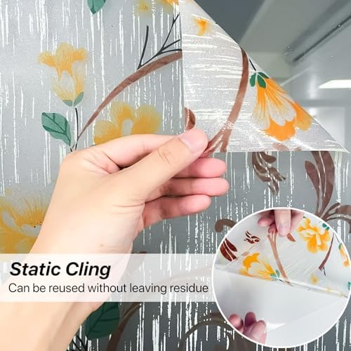 Niviy Stained Glass Window Privacy Film with Installation Tools, 3D Frosted Glass Window Decals UV Protection Sun Blocking Static Clings Non Adhesive Window Stickers for Home 17.5 x 78.7 inch - Image 2
